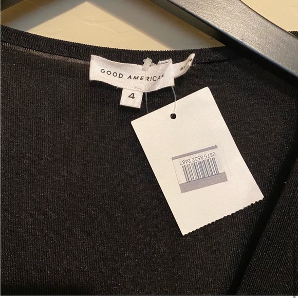 New With Tags Good American Shimmer Wrap Dress Size XL in Black - Picture 6 of 8